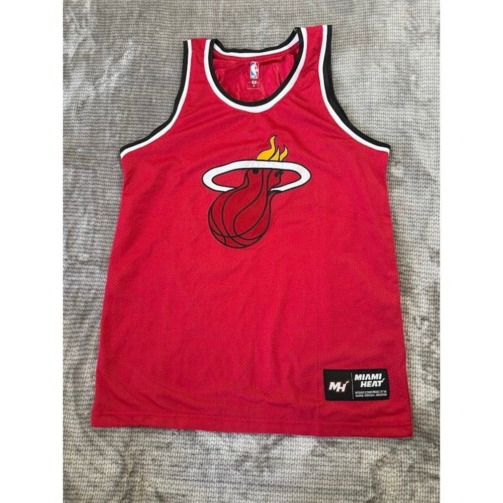 NBA Miami‎ Heat Jersey Mens Medium Red Mesh Basketball Sleeveless Blank Logo